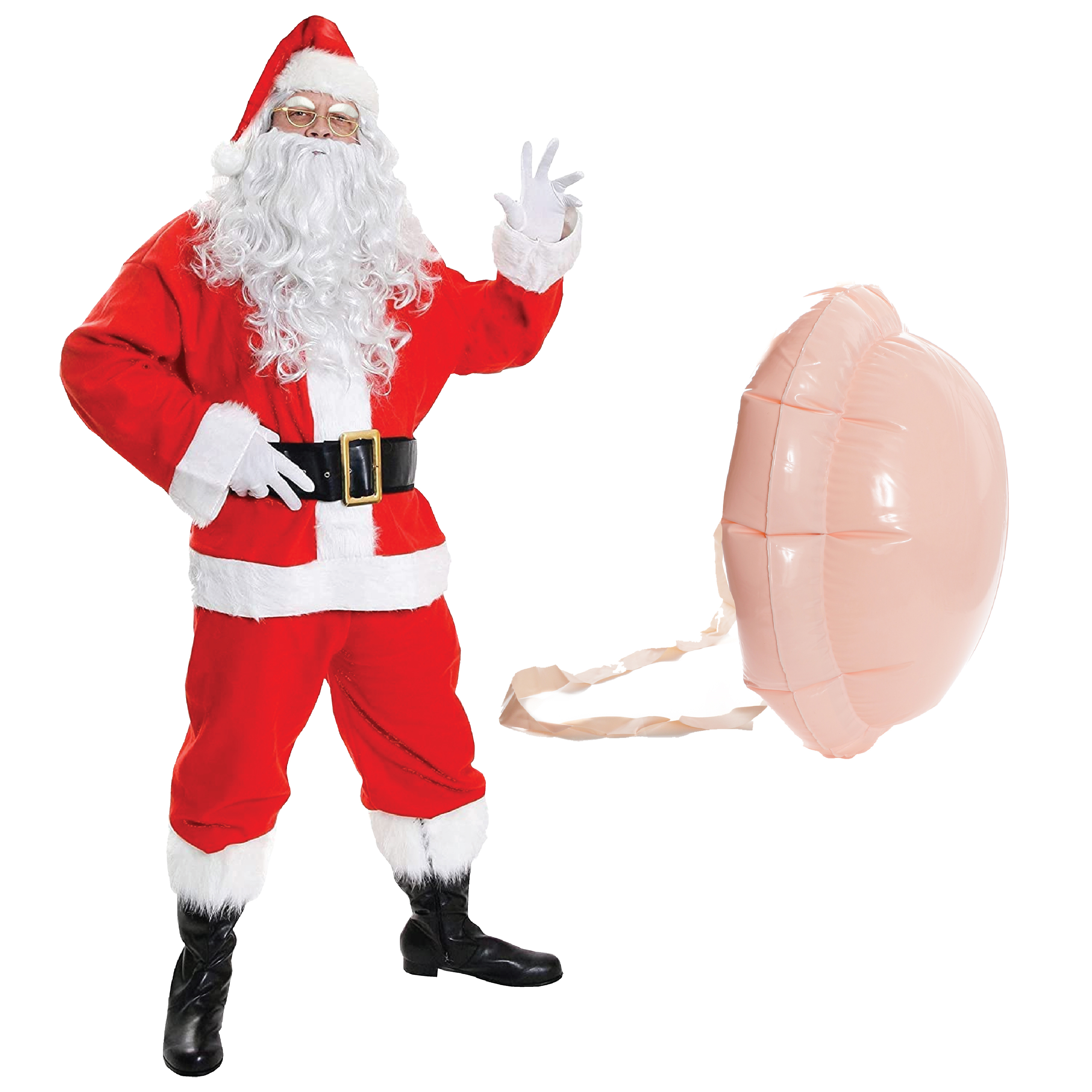 10 Piece Santa Costume Set - with Belly