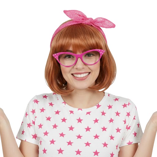 Junie Jones Accessory Set | 3 Pcs | Ginger Bob Wig, Glasses & Pink Bow
