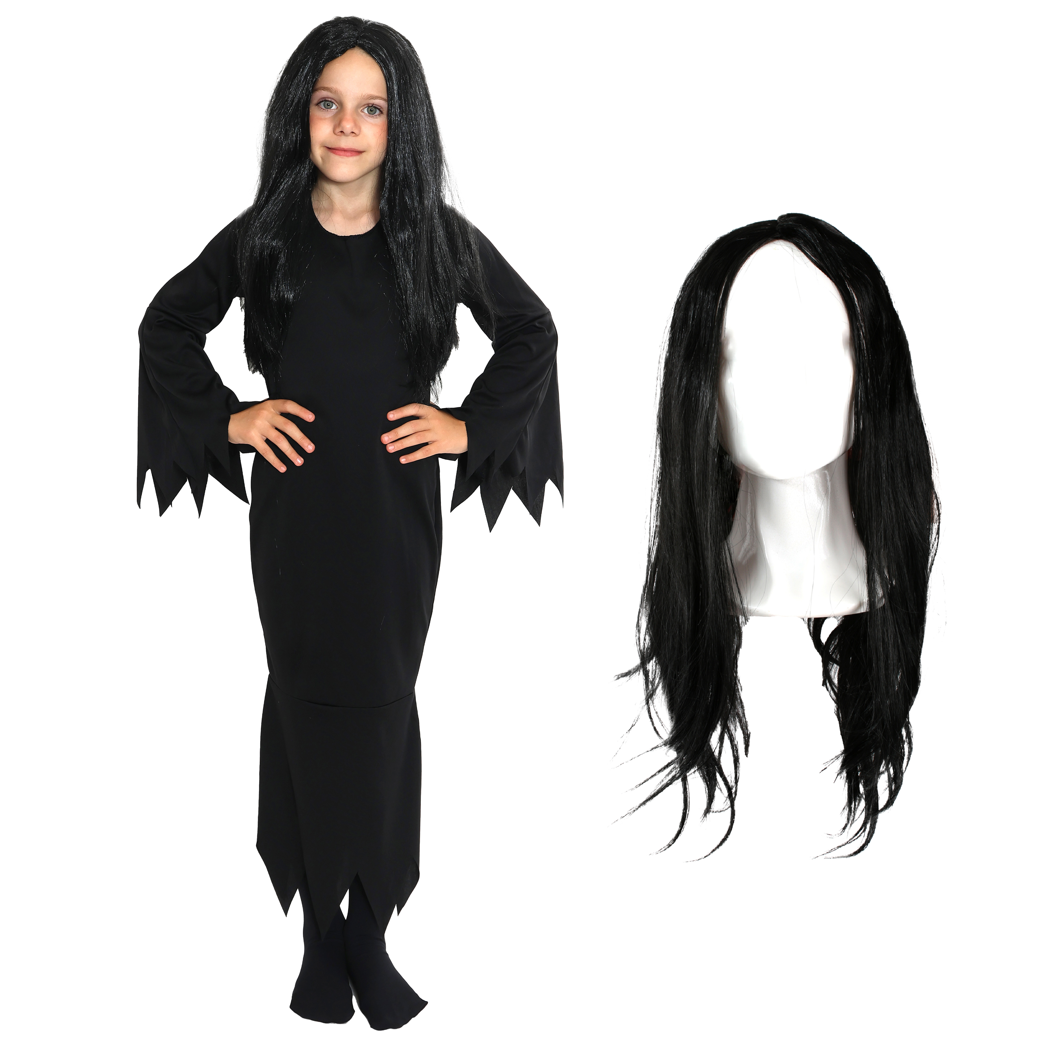 Girls Gothic Halloween Dress & Wig