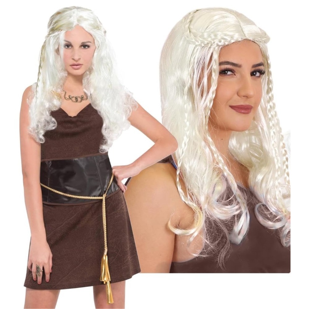 Ladies Brown Medieval Dress & Wig