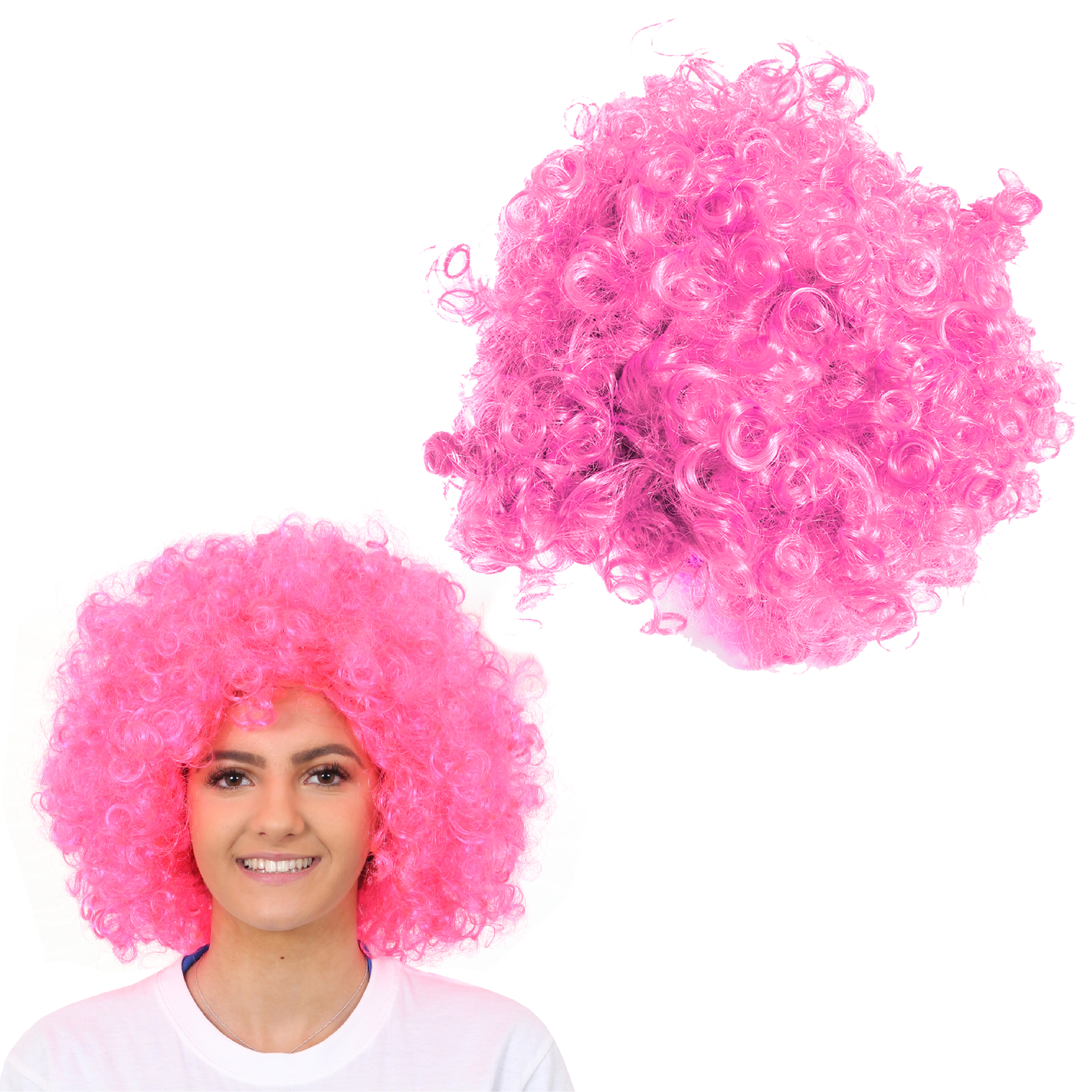 Hot Pink Curly Afro Wig