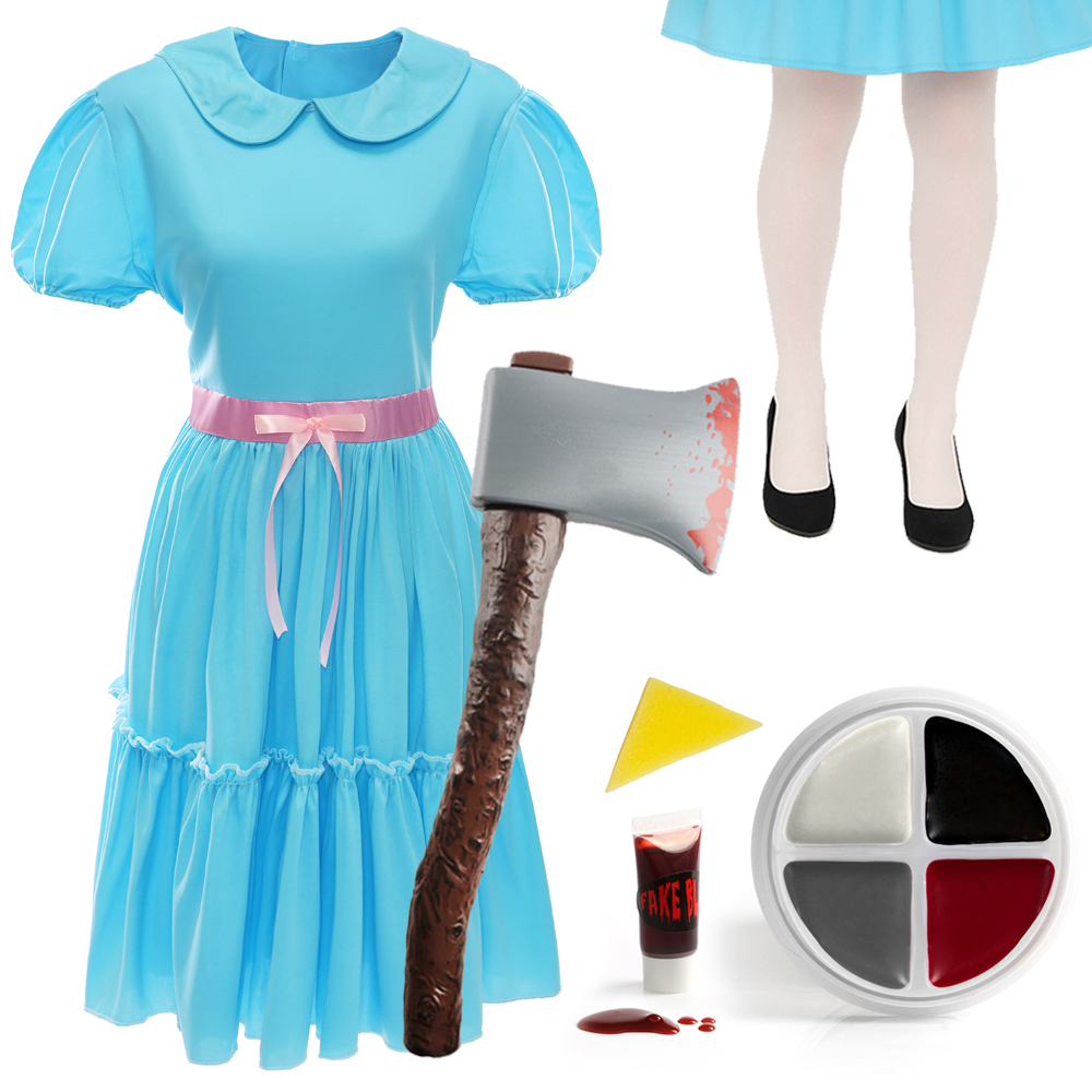 Ladies Shining Sister Costume | 4 Pcs | Dress, Tights, Axe & Face Paint