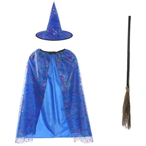Girls Blue Witch Costume Set - Broom