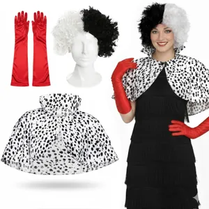Ladies Evil Dog Lady Costume | 4 Pcs | Dress, Cape, Crimped Wig & Gloves