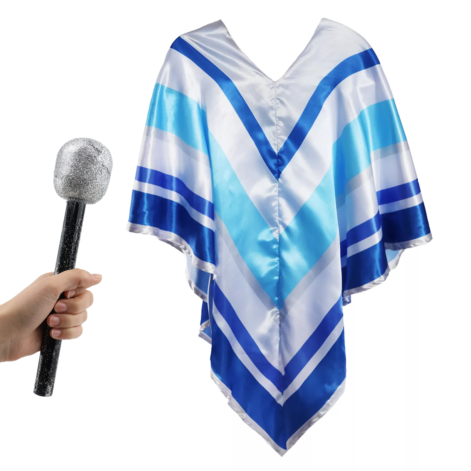 Adults 70's Poncho Costume | 2 Pcs | Poncho & Microphone