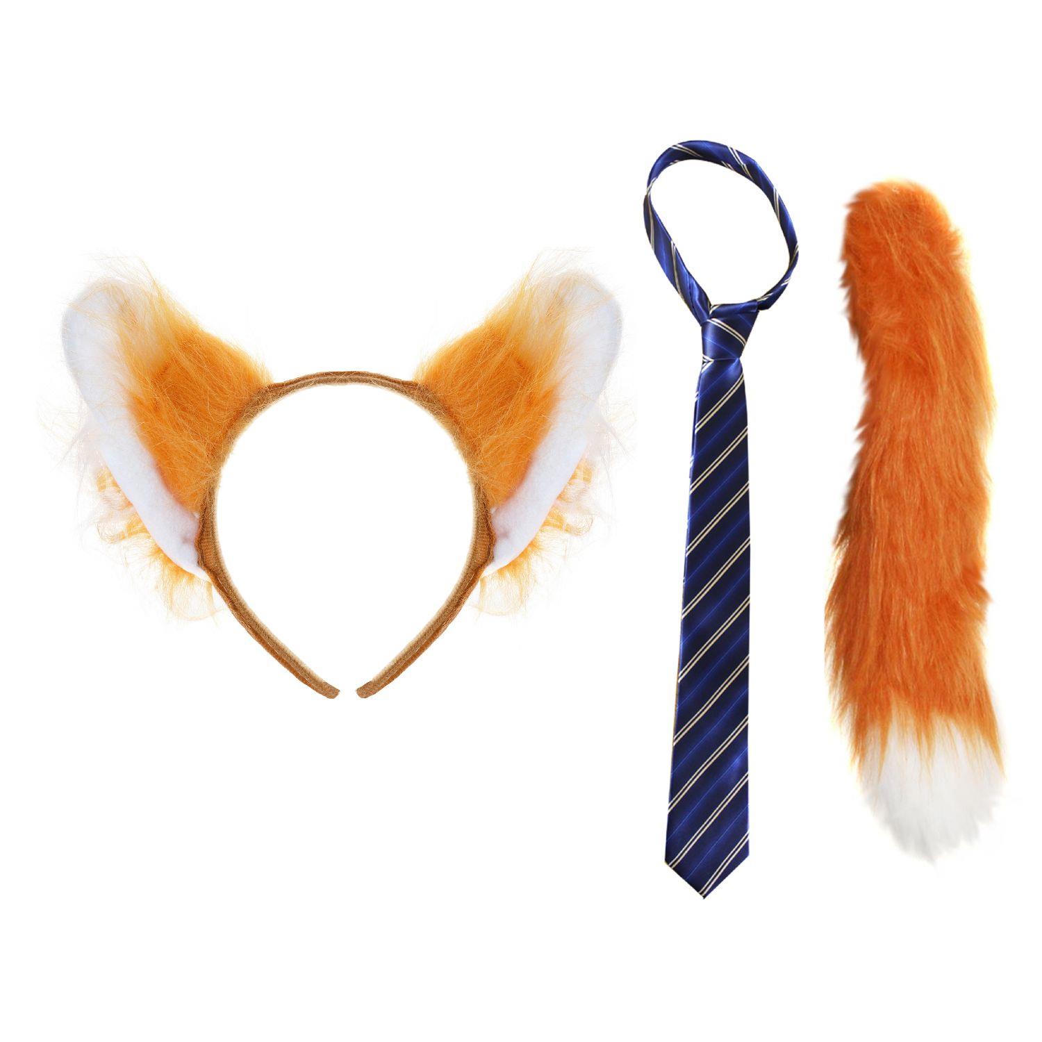 Nick Fox Costume | 3 Pcs | Ears, Tie & Thick Tail