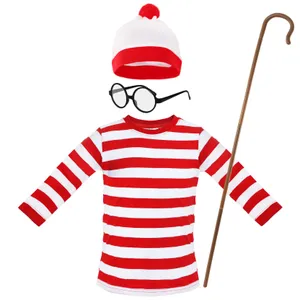 Childs Find Me Costume - Long Sleeve Top, Bobble Hat, Round Glasses & Crook