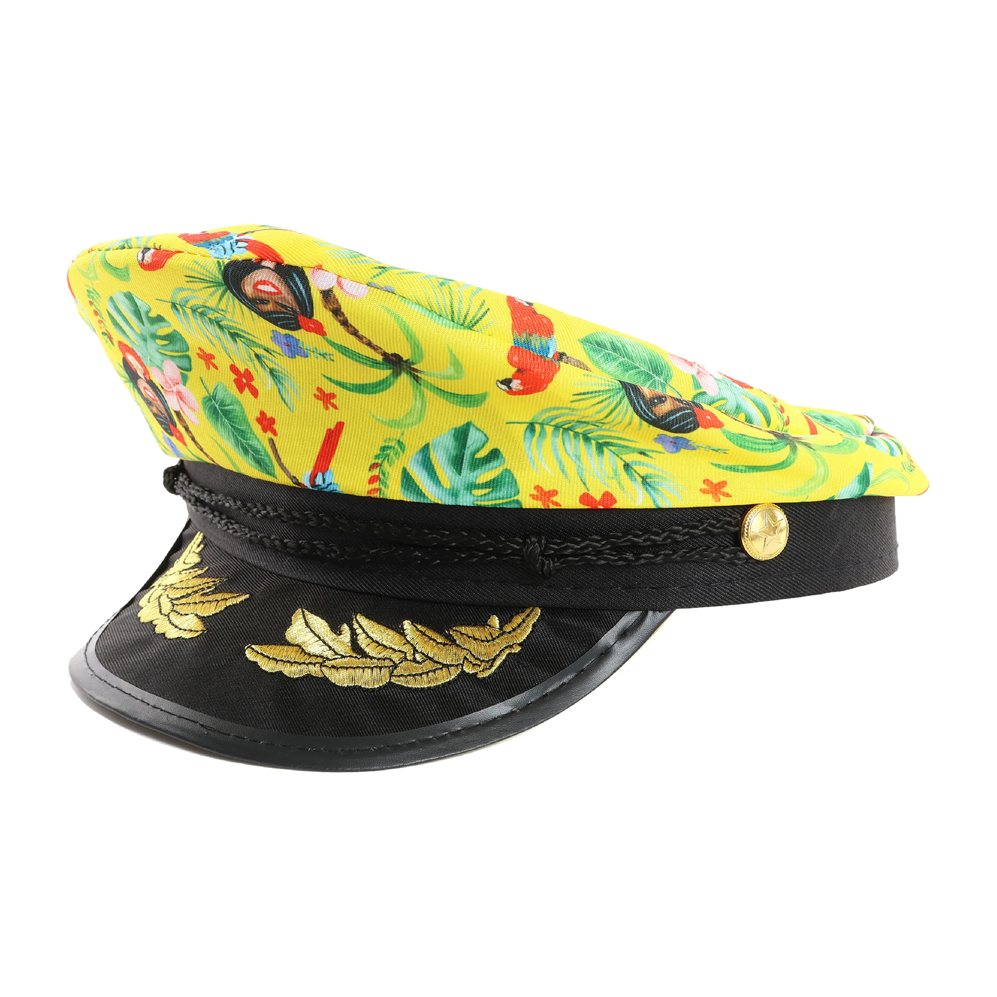 Yellow Hawaiian Print Hat