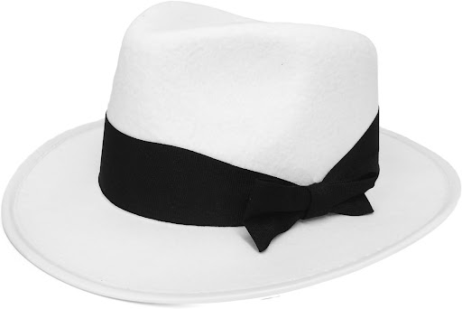 White Trilby with Black Band