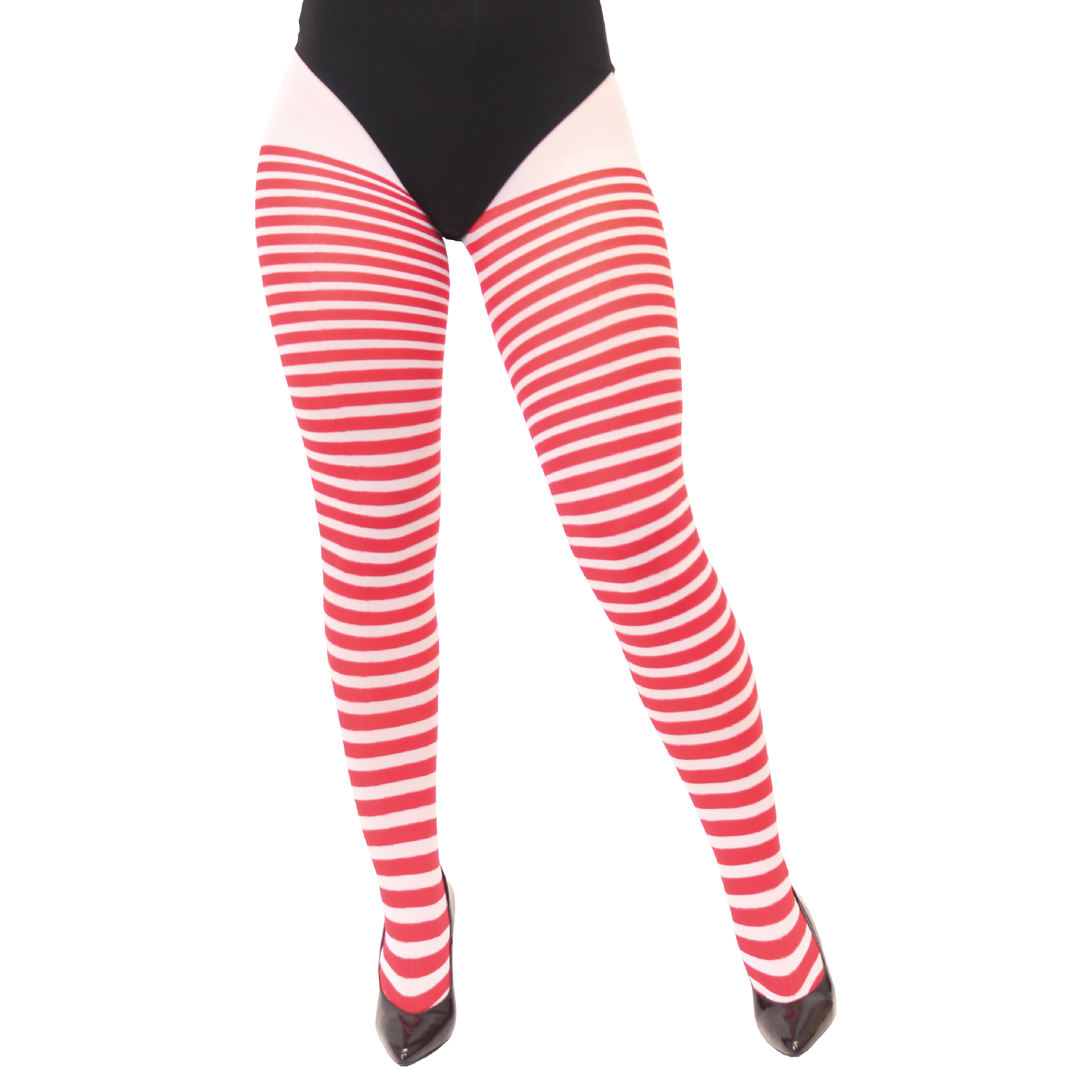 Red and White Striped Christmas Tights