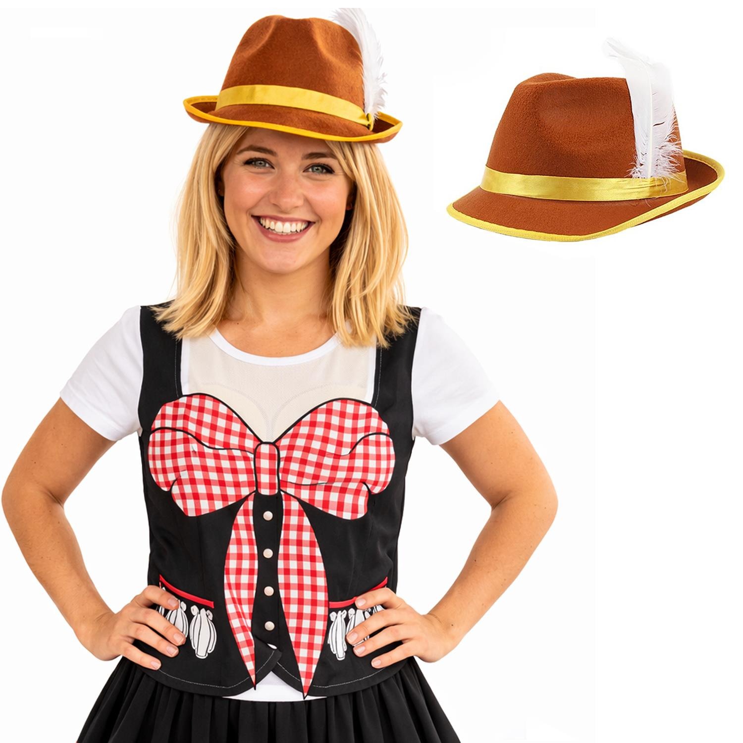 Ladies Oktoberfest Bavarian Costume | 2 Pcs | T-Shirt & Hat