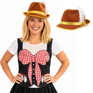 Ladies Oktoberfest Bavarian Costume | 2 Pcs | T-Shirt & Hat