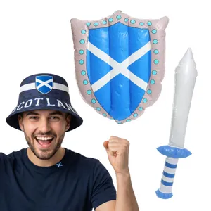 Scottish Supporter Set | 3 Pcs | Reversible Bucket Hat & Inflatable Sword & Shield