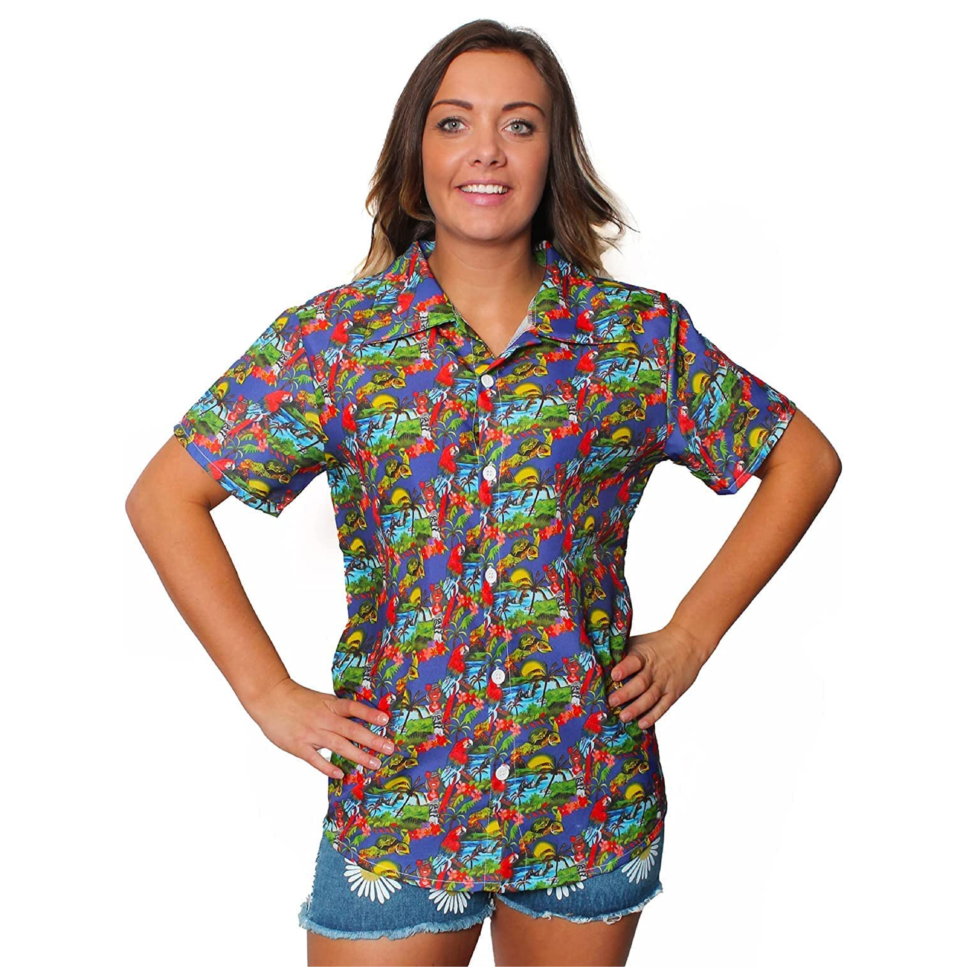 Ladies Blue Hawaiian Shirt
