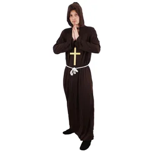 Adults Black Monk Costume with Cross