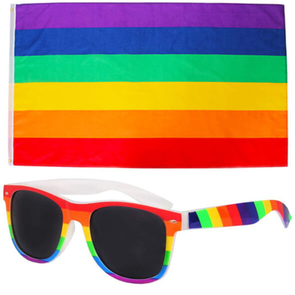Rainbow Flag Set – 5ft x 3ft with Rainbow Pride Sunglasses