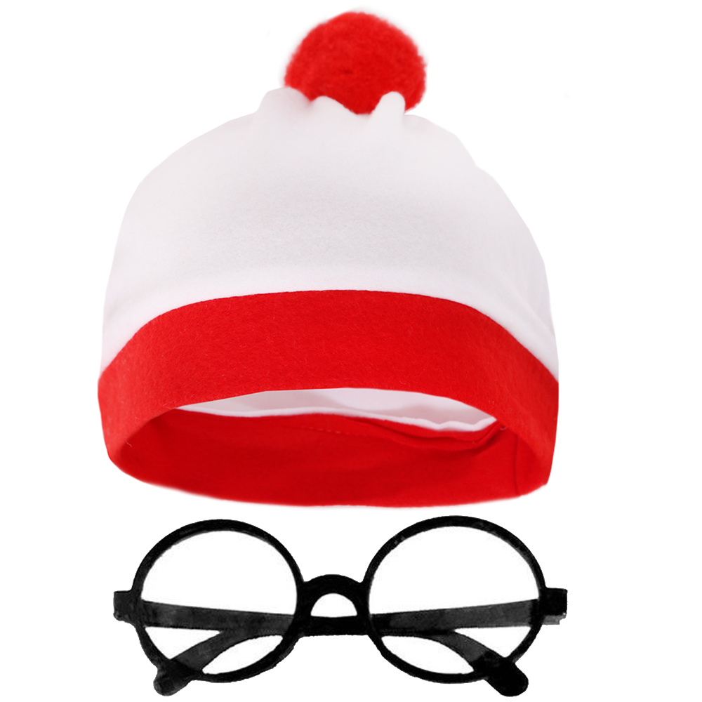 White Bobble Hat and Round Black Glasses