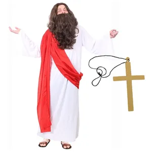 Adults Jesus Costume With Wig & Beard + Cross