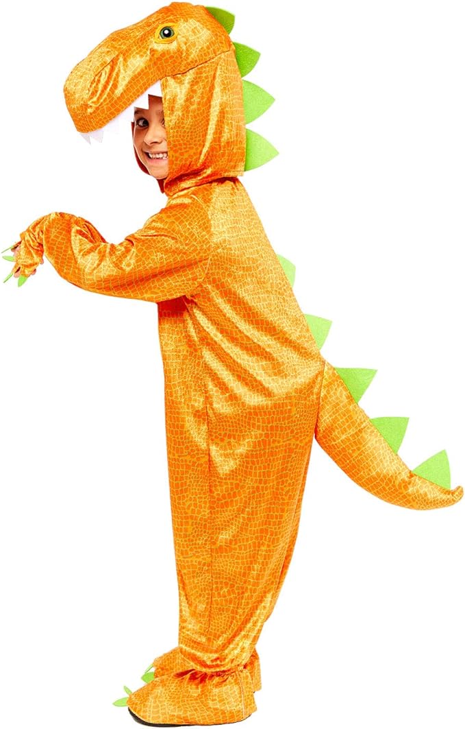 Child's Dinosaur Costume – T-Rex Flame Dinomite Outfit for Boys & Girls Fancy Dress Party