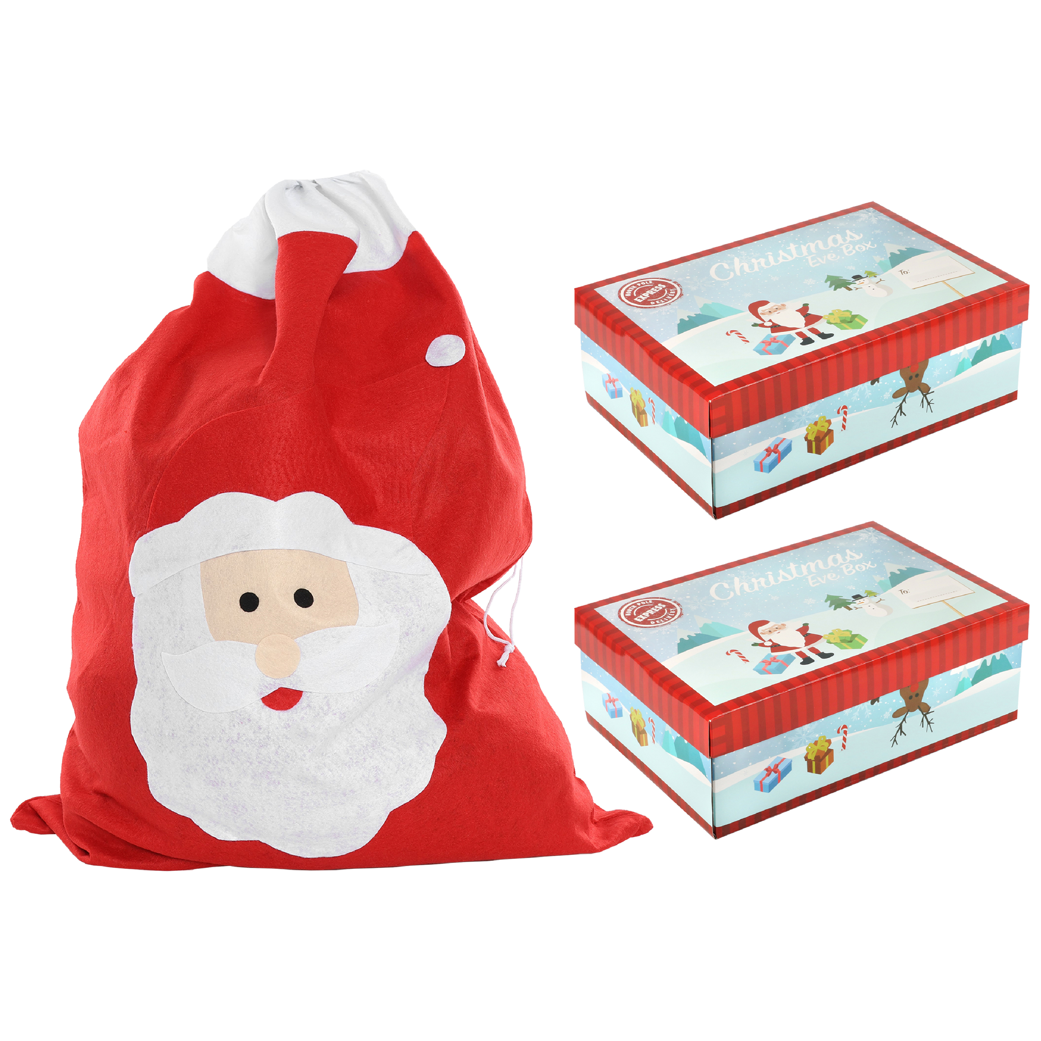 Large Christmas Santa Sack & 2x Christmas Eve Boxes