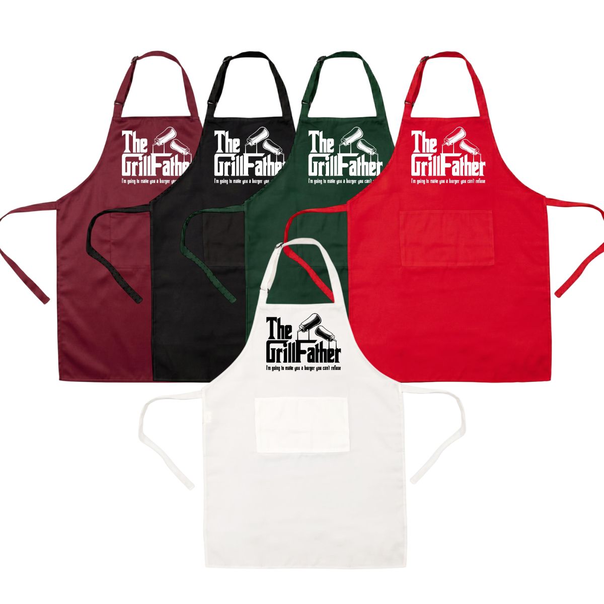 Grill Father Apron | Funny BBQ Apron for Men | Novelty Cooking Apron | Adjustable One Size