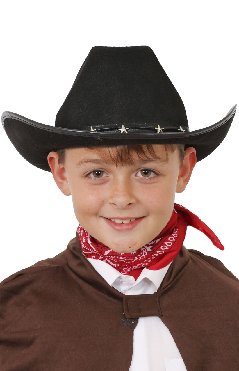 Childs Black Studded Cowboy Hat