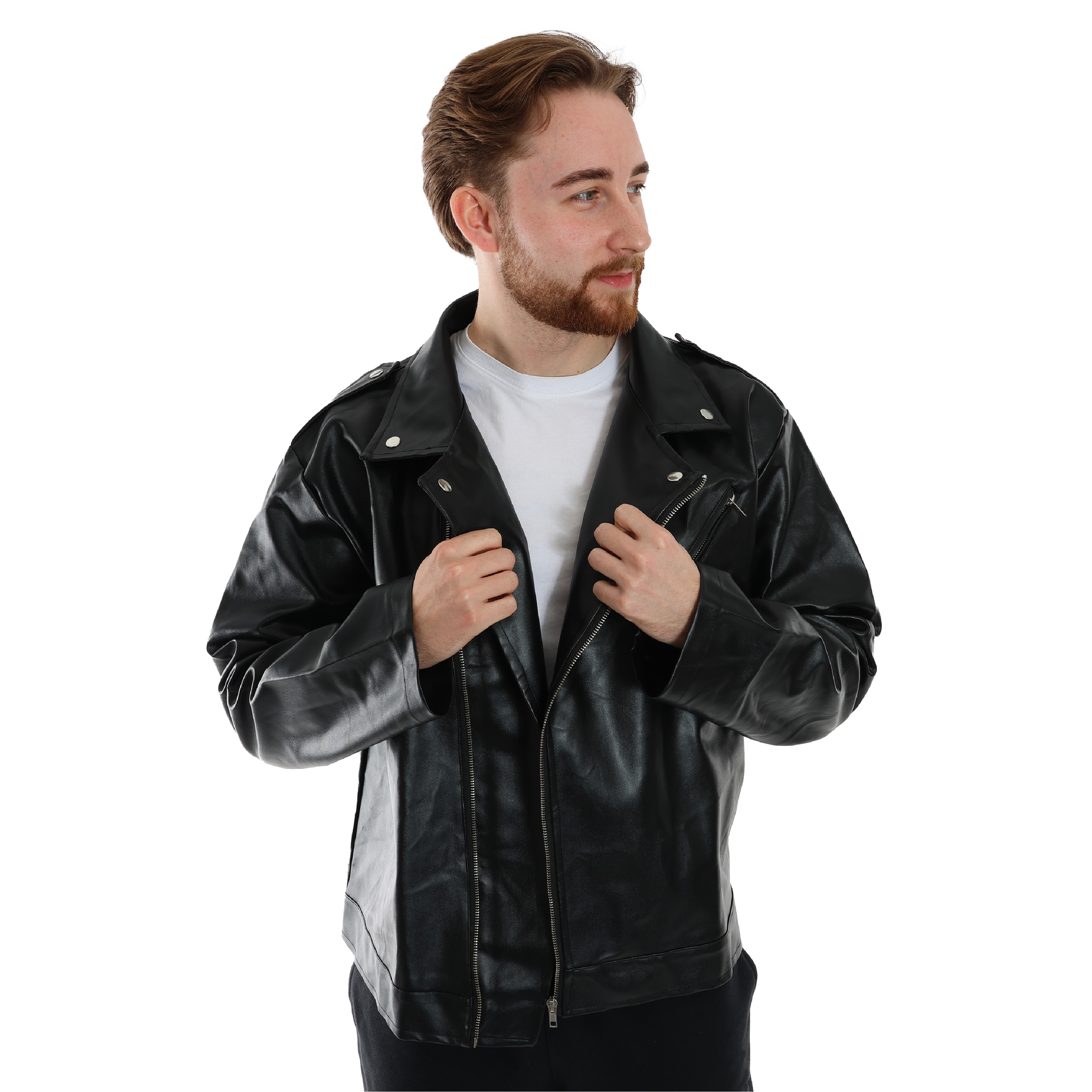 Adults Leather Look Biker Jacket
