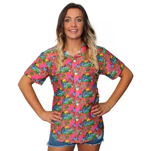 Ladies Pink Hawaiian Shirt