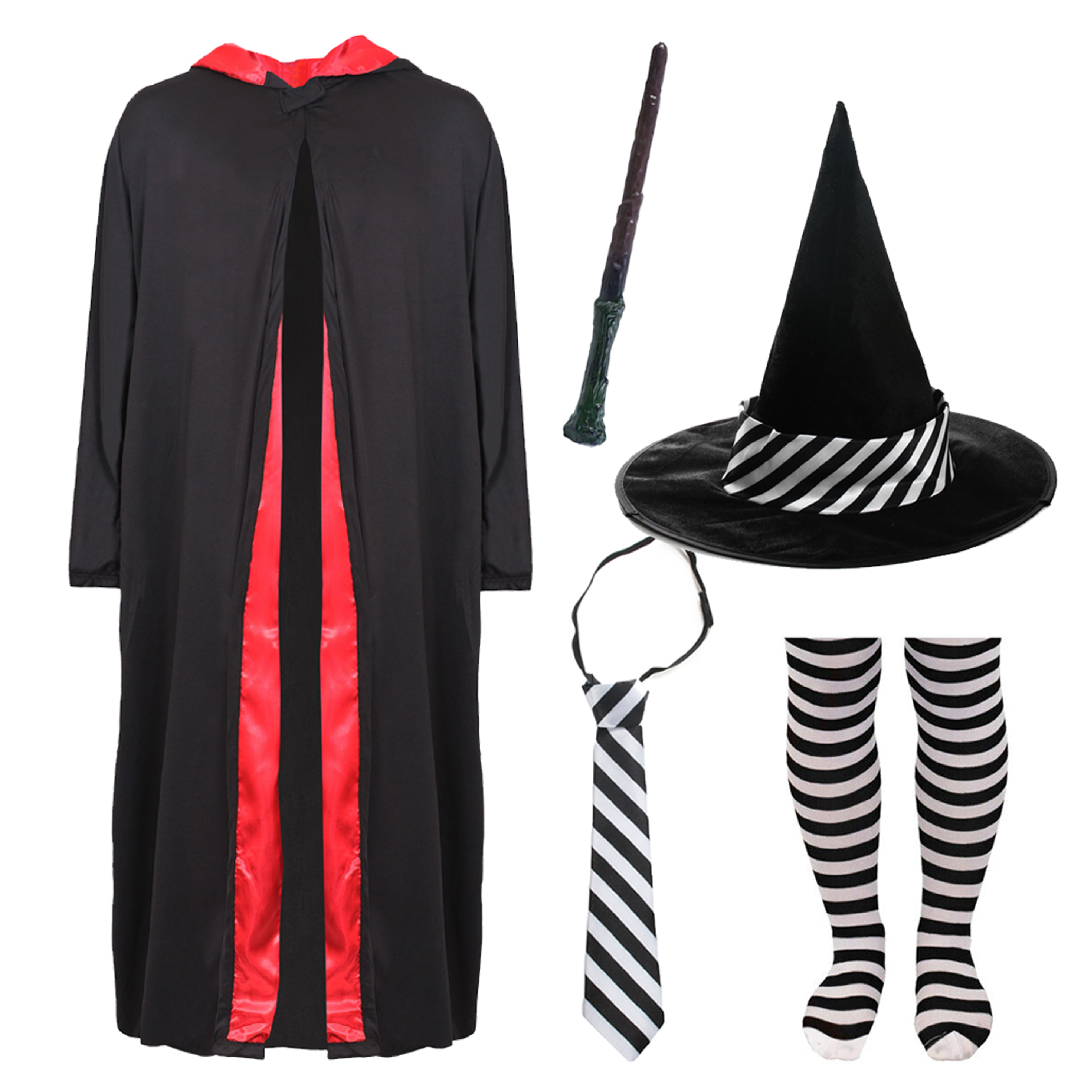 Girls School Witch Costume - Wand & Tights
