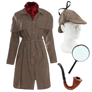 Ladies Detective Costume with Magnifying Glass & Pipe