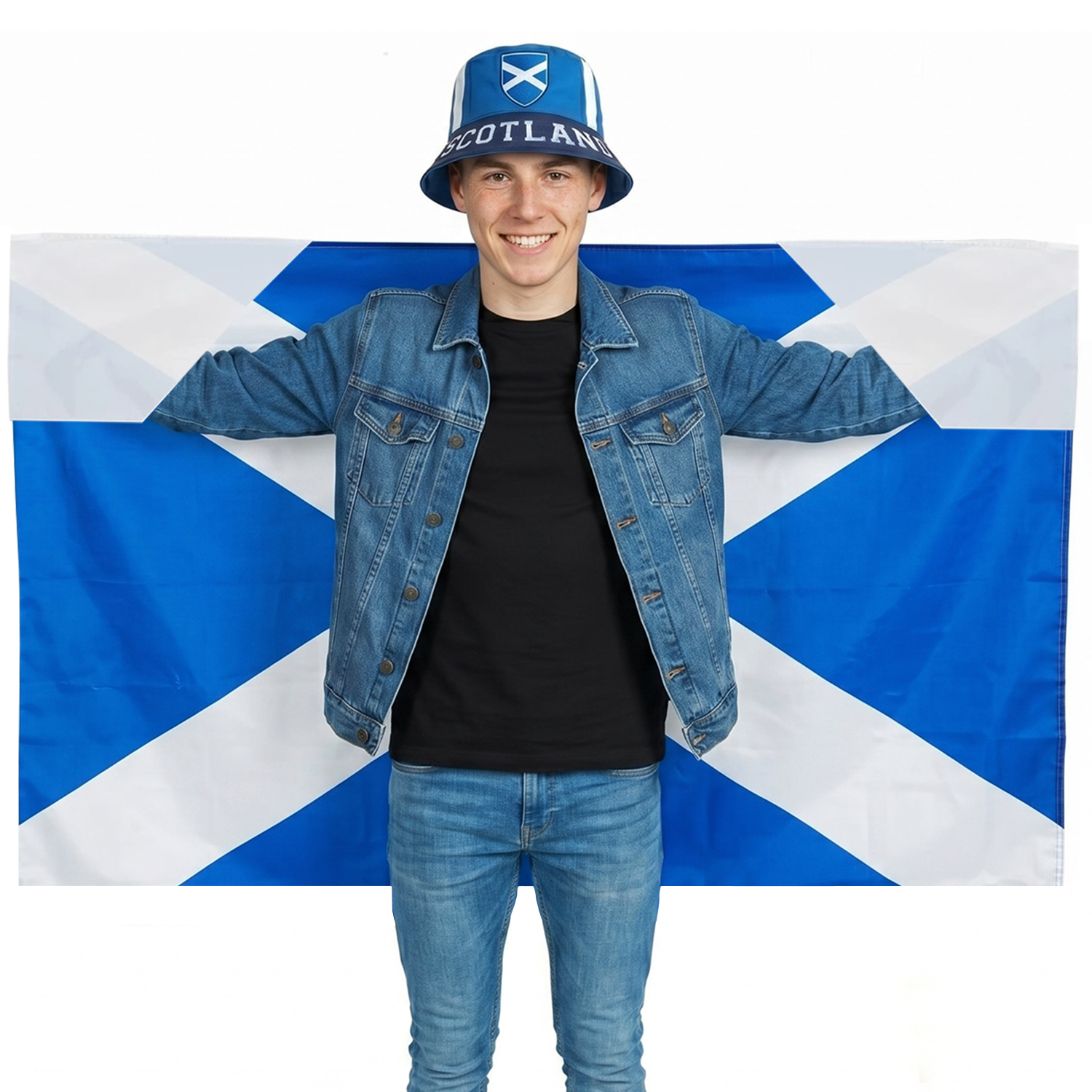 Adults Scottish Supporter Set | 2 Pcs | Bucket Hat & Flag Cape