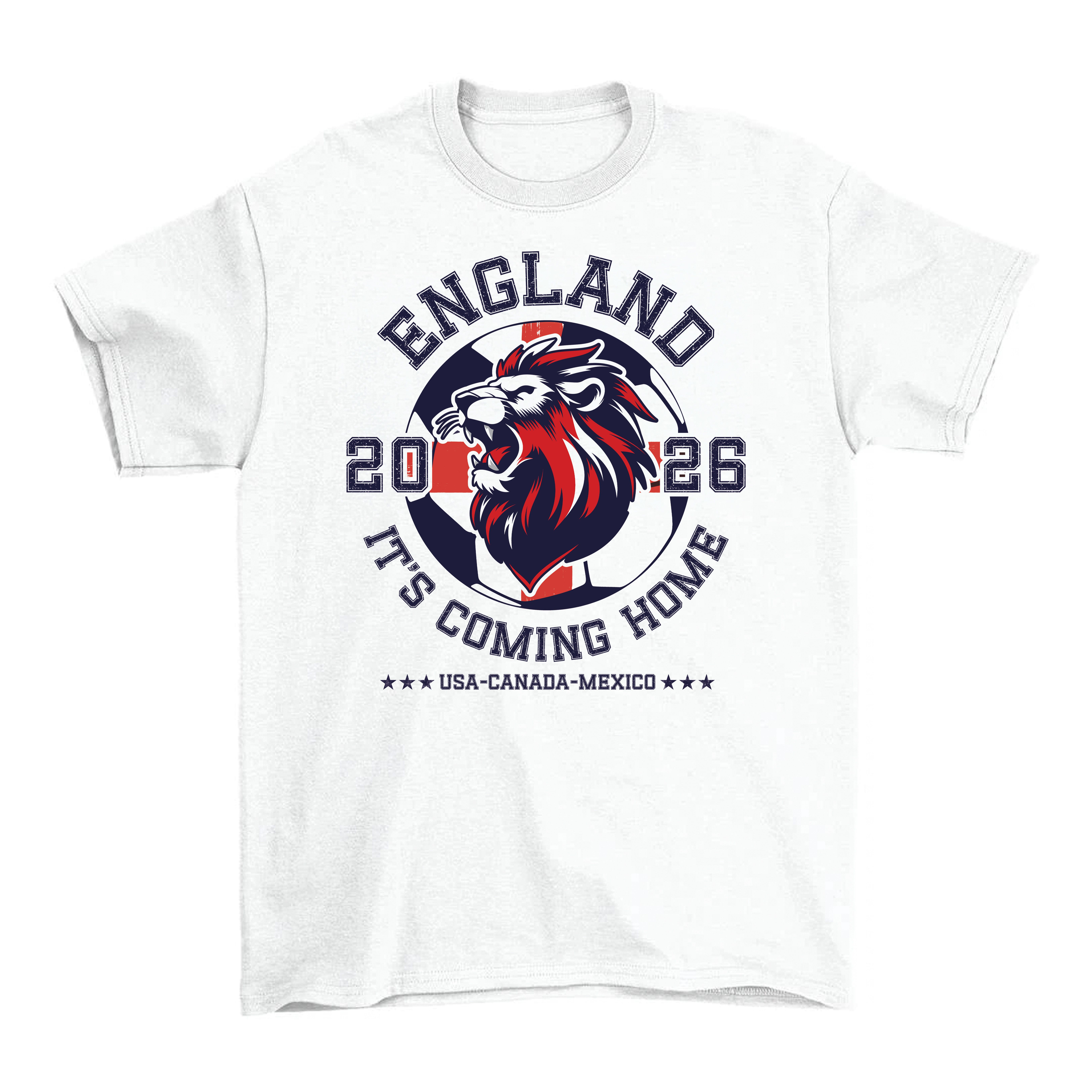 Kids England T-Shirt | Boys & Girls England Lion Print Football Tee | 100% Cotton