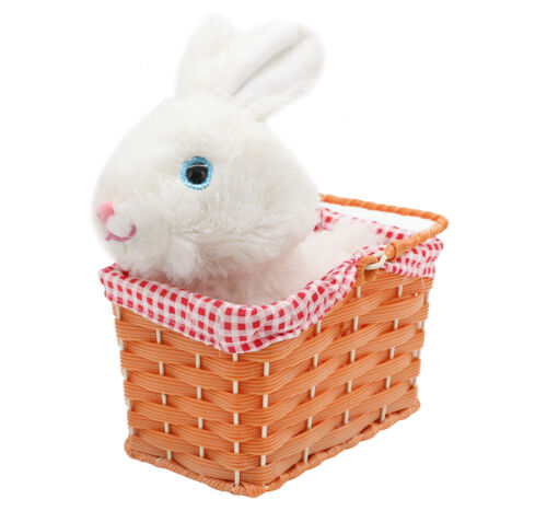 Easter Bunny basket White Rabbit Cute Soft Toy Gingham Basket