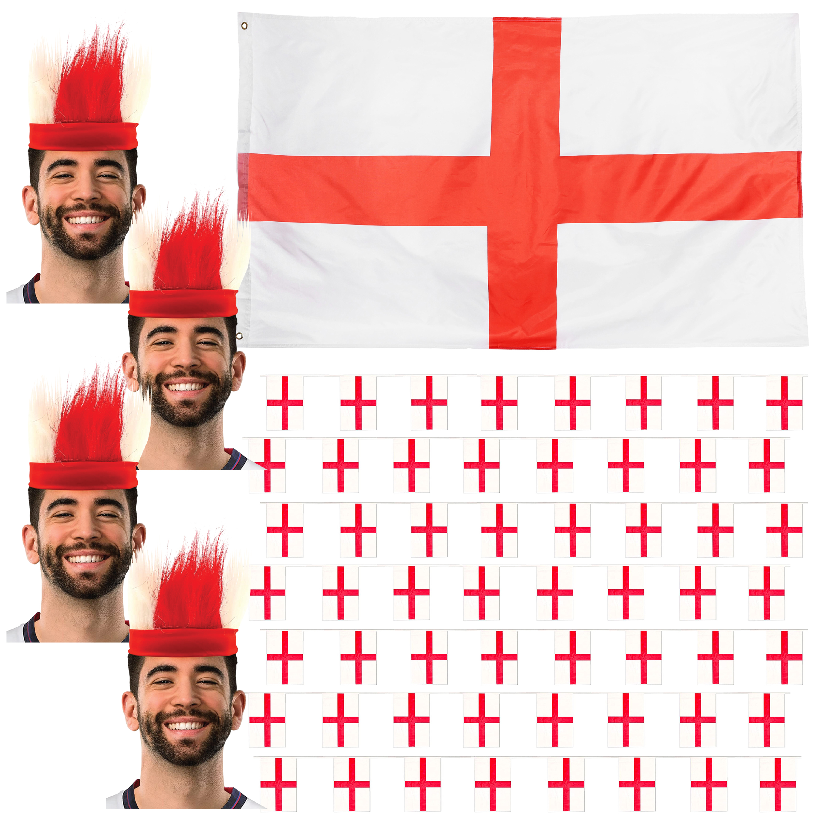 England Supporters Pack - Headbands, Bunting & Flag Cape