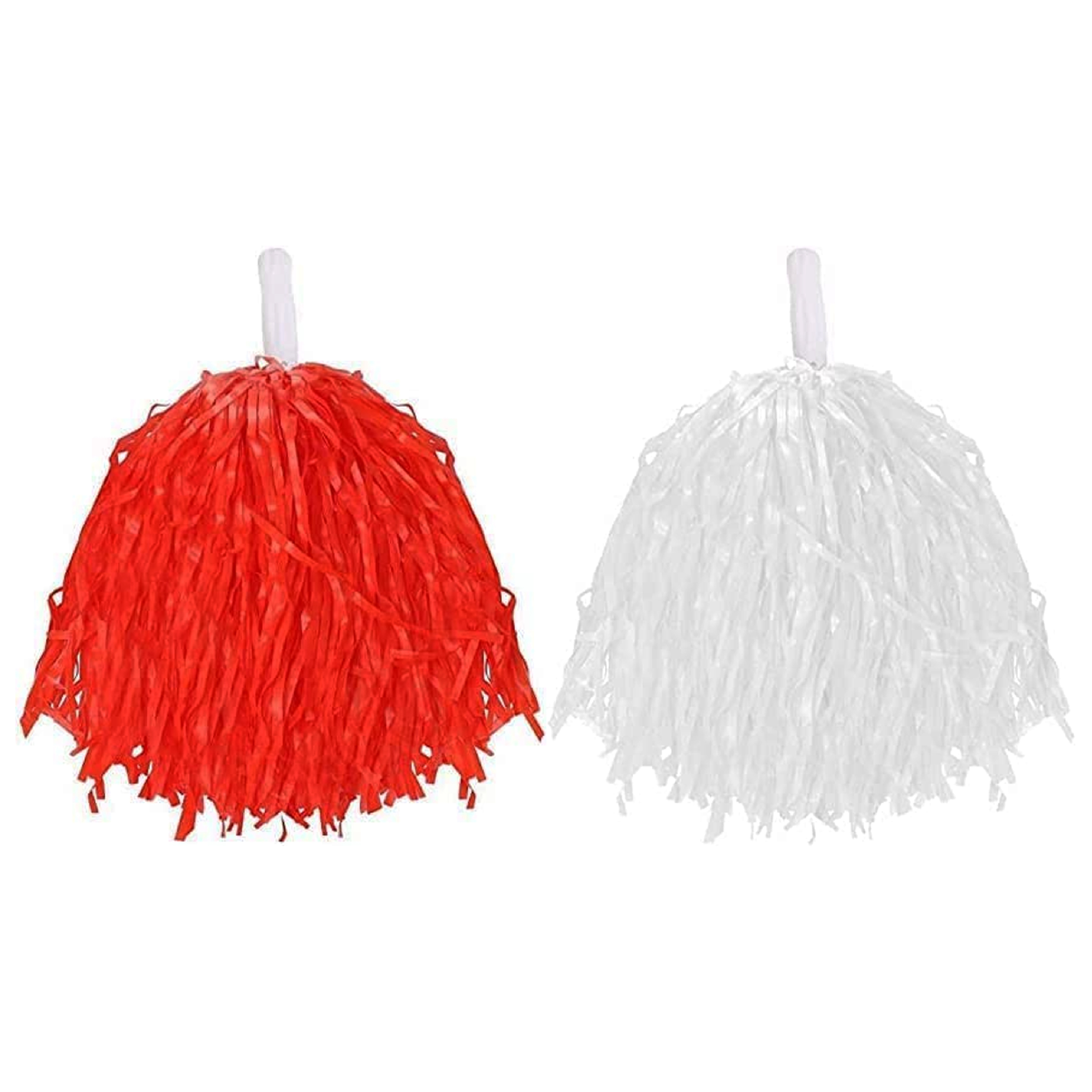Red & White Lightweight Pom Poms