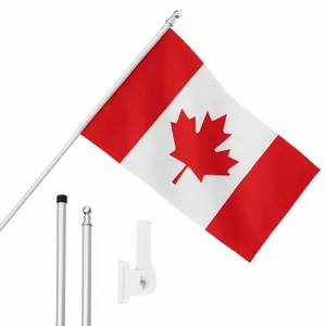 Large 5ft X 3ft Canada Flag with 6ft Pole & Wall Bracket