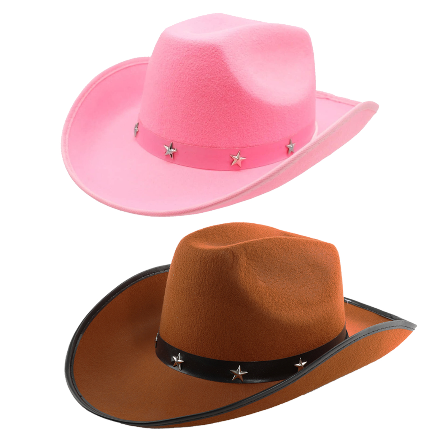 Brown & Pink Star Studded Cowboy Hat Set