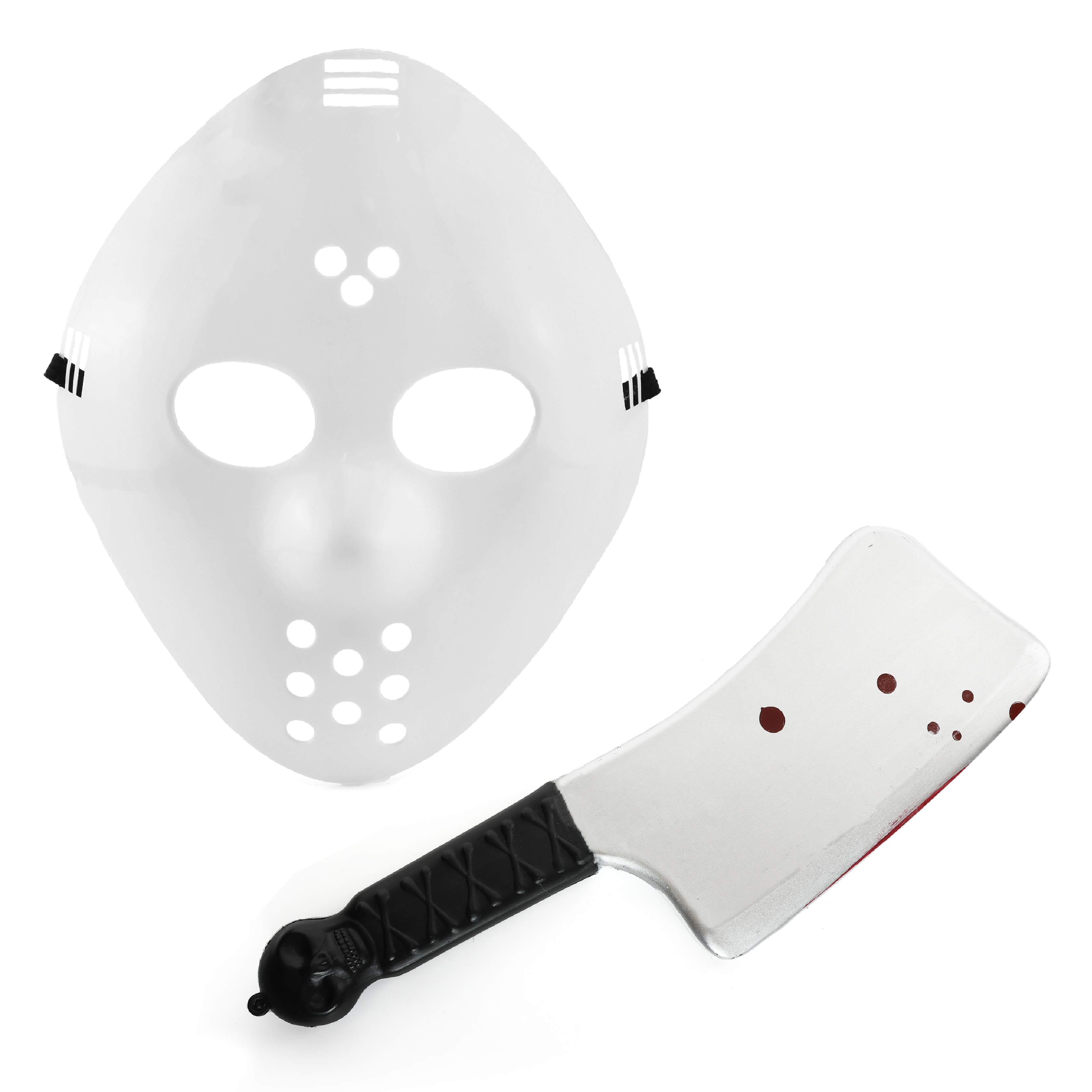 White Hockey Mask with Cleaver Knife