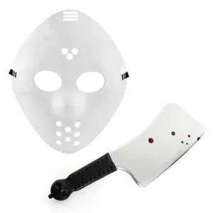 White Hockey Mask with Cleaver Knife