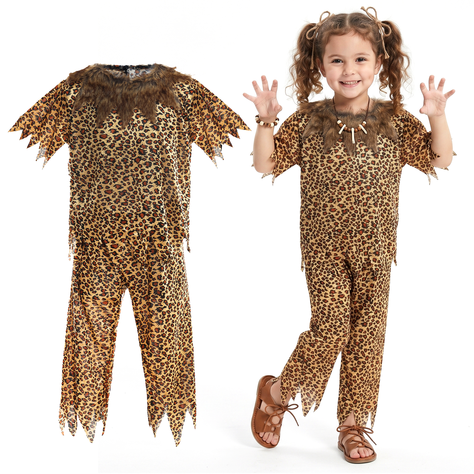 Girls Cave Dweller Costume | 2 Pcs | Top & Bottoms
