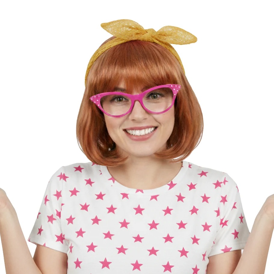Junie Jones Accessory Set | 3 Pcs | Ginger Bob Wig, Glasses & Orange Bow
