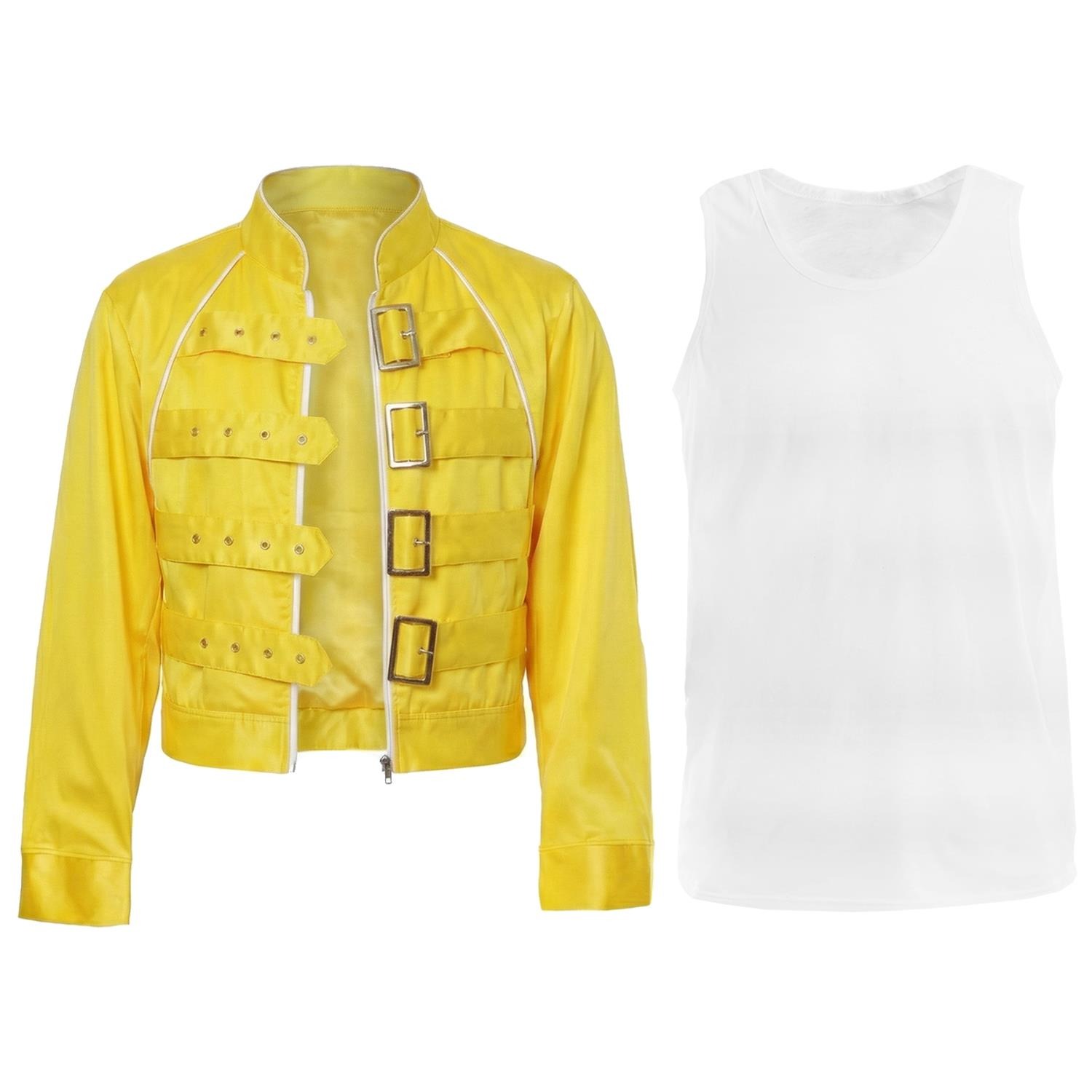Adults 80's Rock Star Costume | 2 Pcs | Yellow Jacket & Vest