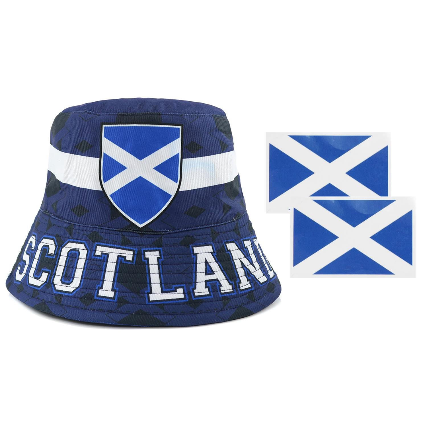 Scottish Supporter Set | 2 Pcs | Reversible Bucket Hat & Temporary Tattoos