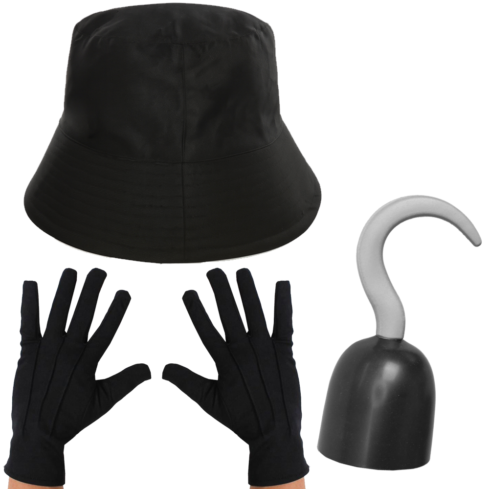 Hook Villain Accessory Set | 3 Pcs | Bucket Hat, Gloves & Hook