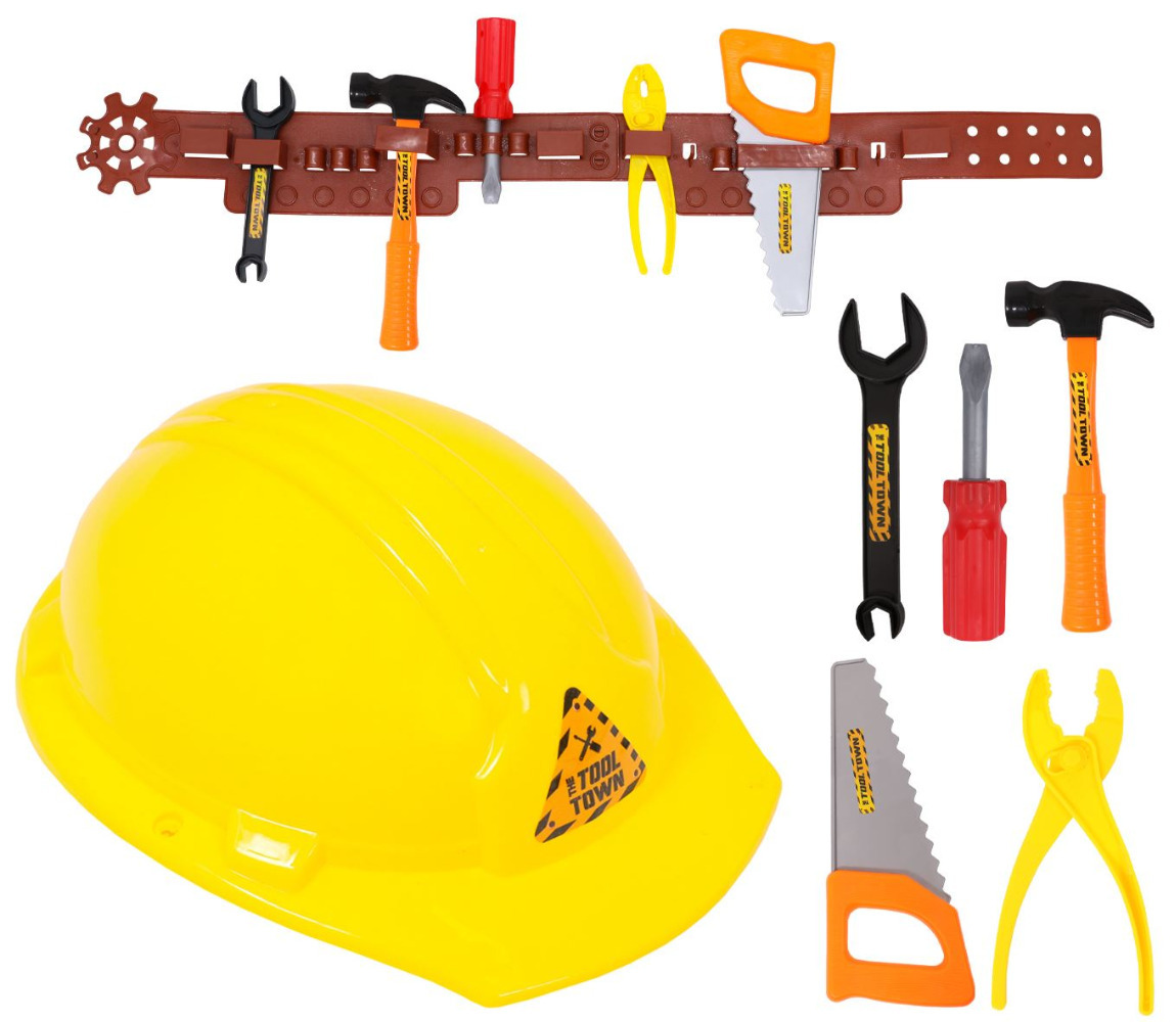 Kids Tool Belt Toy Set with Builders Hat - 7 Piece Set