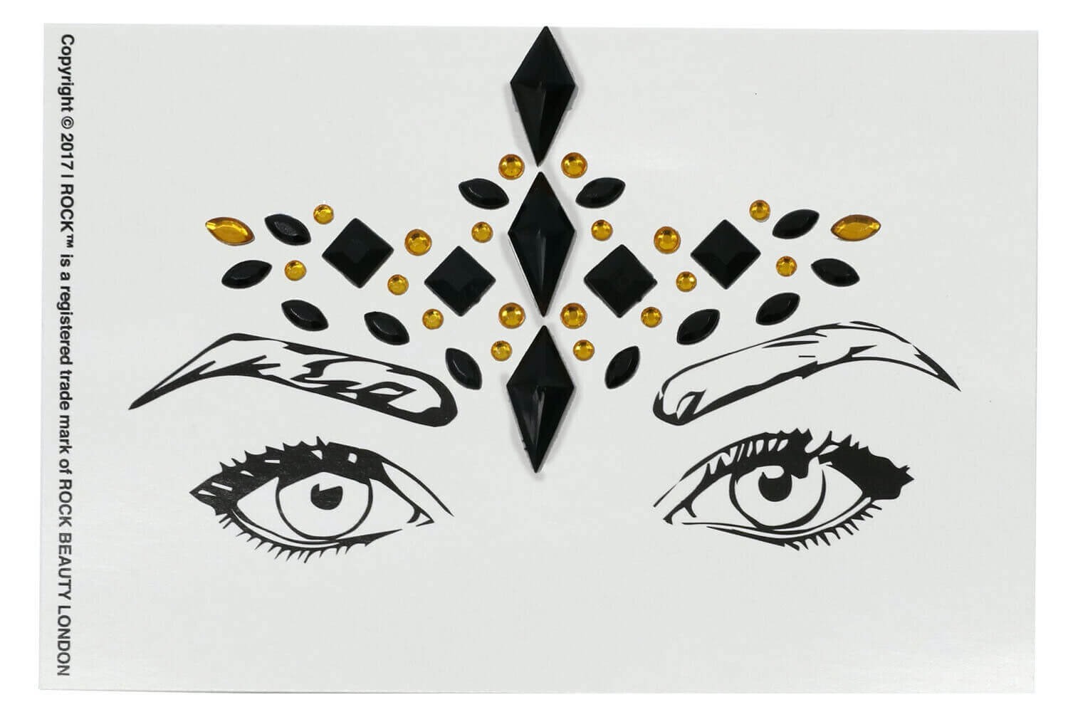 Twilight Face & Body Gems – Black & Gold Stick-On Festival Jewels by Rock Beauty London