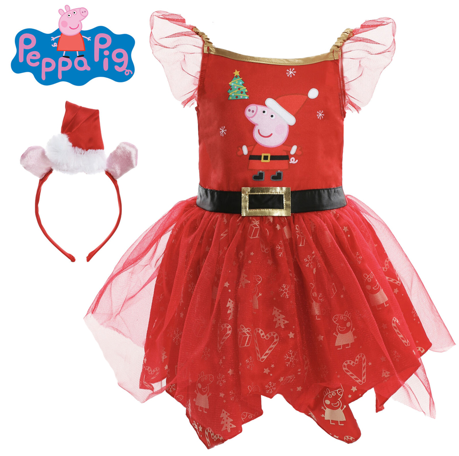 Official Peppa Pig Licensed Christmas Santa Fancy Dress Costume