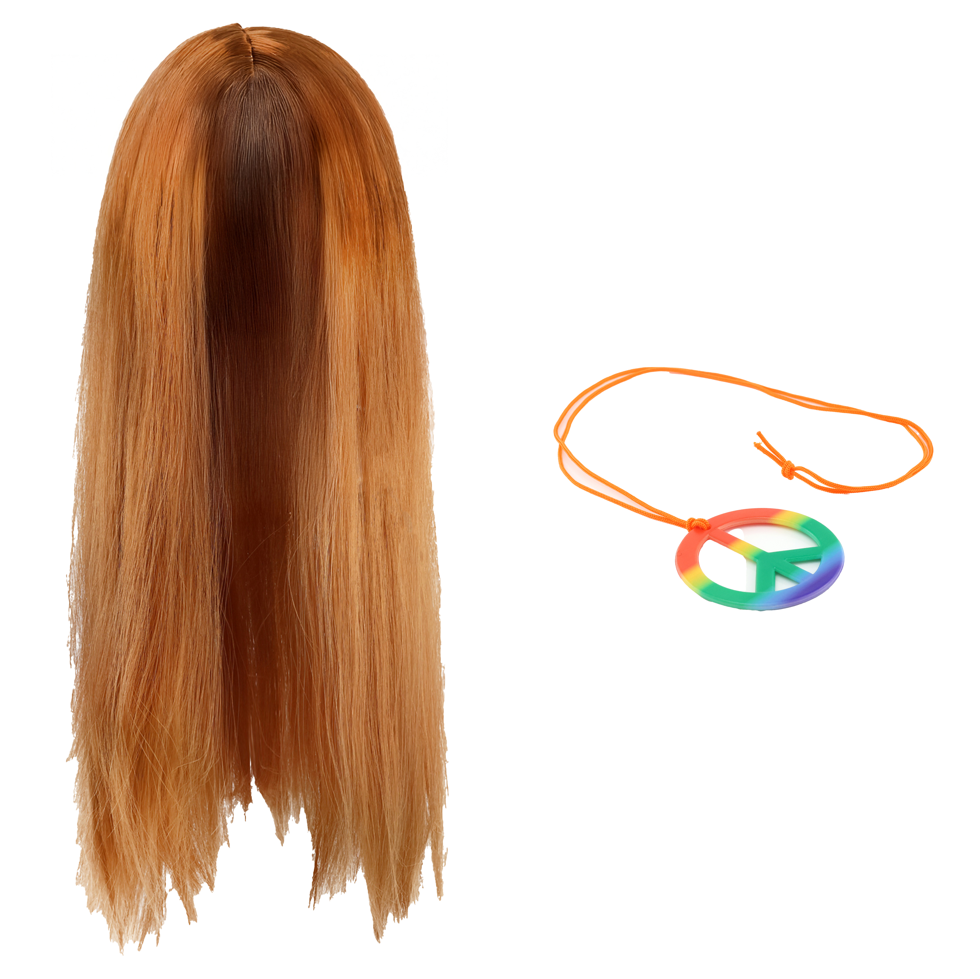 Hippy Accessory Set – Wig & Rainbow Peace Necklace