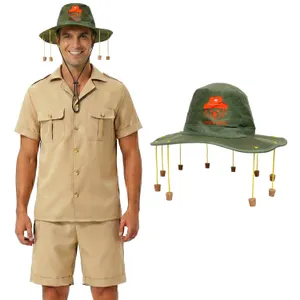 Adults Australian Explorer Costume | 3 Pcs | Shirt, Shorts & Koala Cork Hat