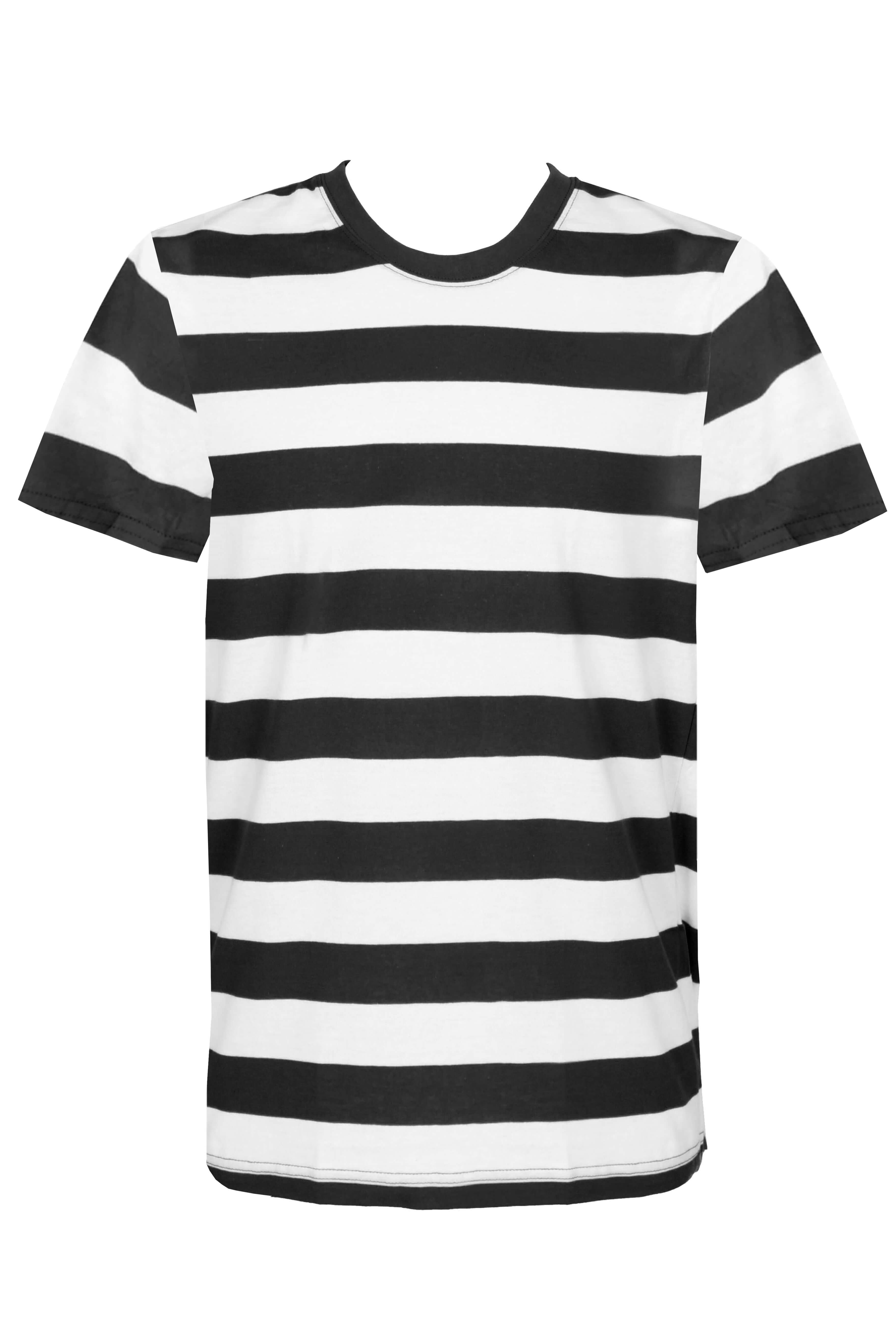 Adults Black and White Striped Short Sleeve Top